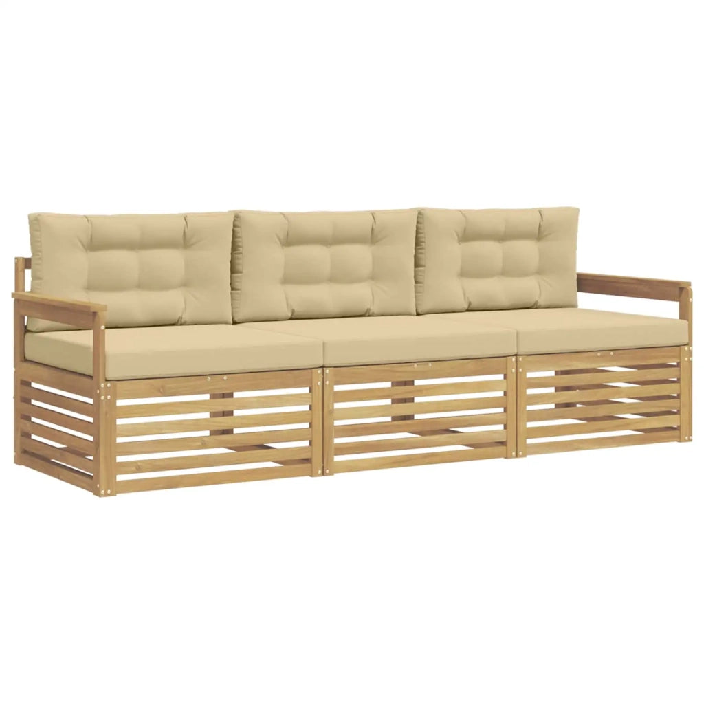 Set di divani da esterno 3 pcs Bianco e Beige Poliestere