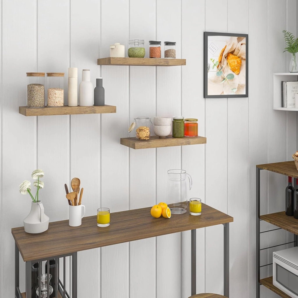 Mensola da Parete, Mensola da Muro, Legno MDF, Set di 3, per Cucina, Bagno, Soggiorno, ECC