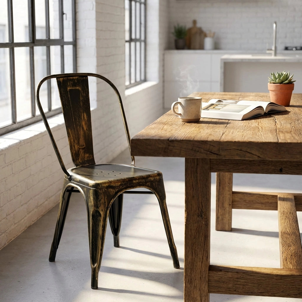 Sedia per Sala da Pranzo Industrial in Acciaio cm 35x45x85 - METAL