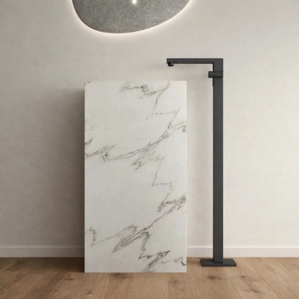 Lavabo da centro stanza lukas in stone artificiale bianco *** finitura- bianco, confezione 1