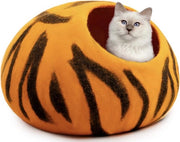 Letto per gatti in pelle di merino 100% ecologica, grotta per gatti fatta a mano, letto per gatti ripiegabile, nido segreto per gatti interno