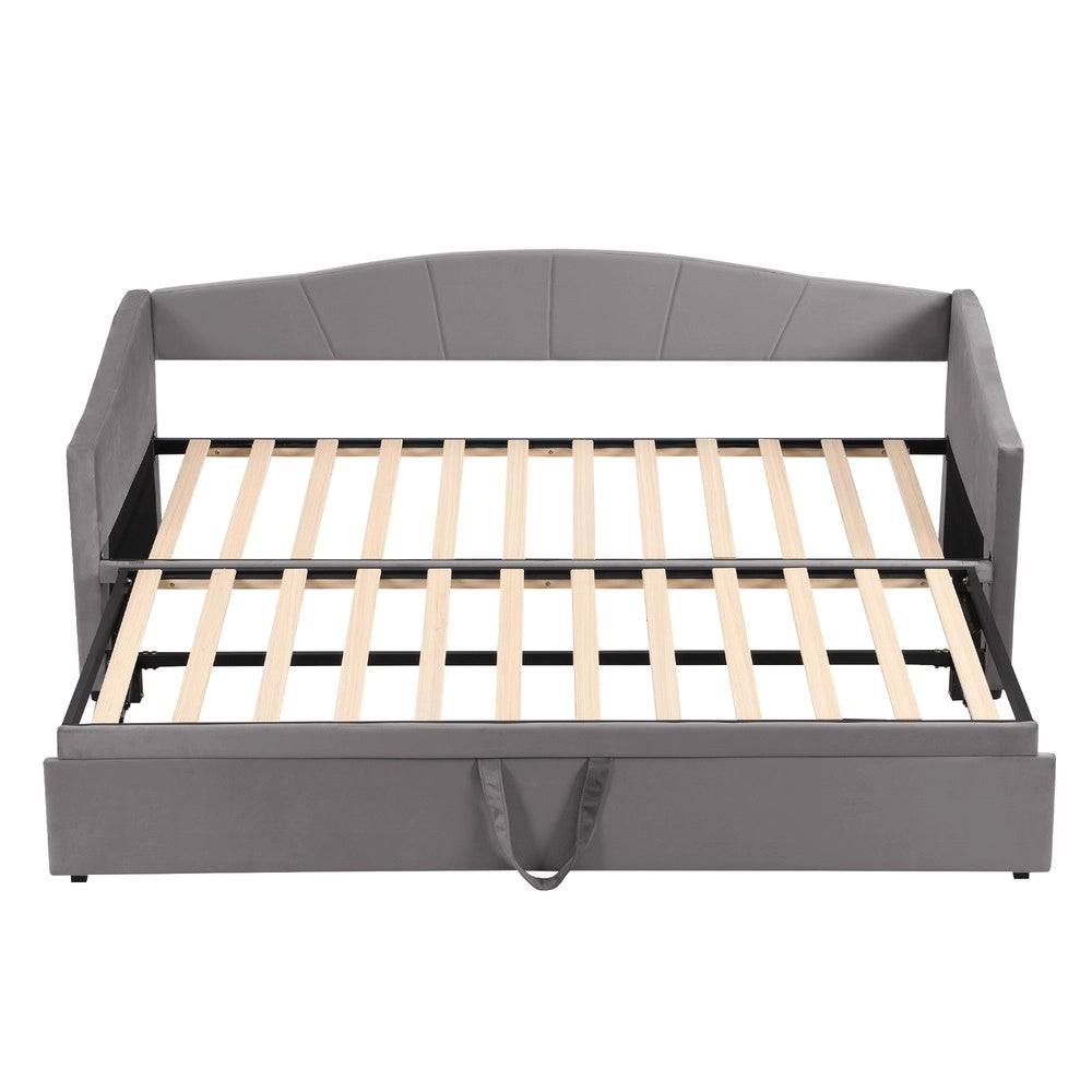 Letto Estraibile Multifunzione ¨C MINIMAL ¨C Velluto Grigio, 90/180x200