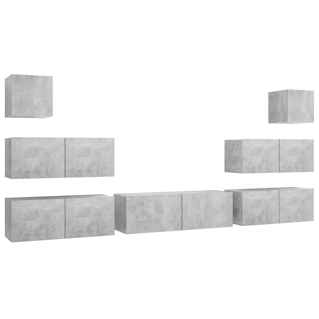 Set di mobili da 7 pezzi tra cui armadio credenza mobile TV televisore per soggiorno camera da letto salotto legno ingegnerizzato grigio 02_0025164