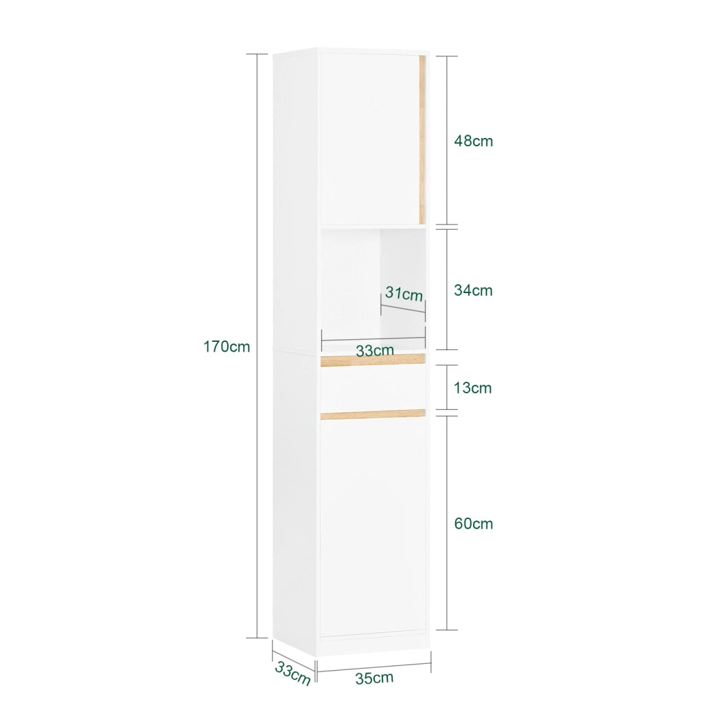 SoBuy Mobile bagno salvaspazio Mobile alto con 2 ante Mobile a colonna bagno angolare Bianco 35x33x170cm BZR80-W