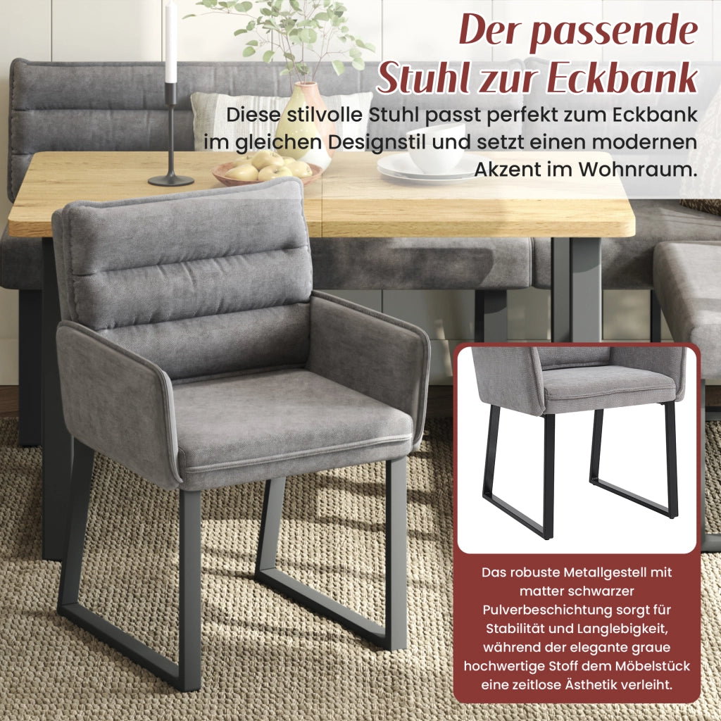 Gruppi di panchine d'angolo gruppo tavoli adatti per la disposizione in angolo in cucine e aree pranzo includono una panca angolare due sedie da pranzo e un tavolo da pranzo tessuto chenille grigio + colore legno