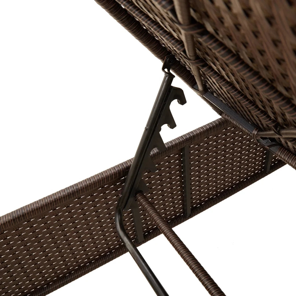 Lettino Prendisole | Sdraio da giardino | Lettino da sole con Cuscino Marrone in Polyrattan