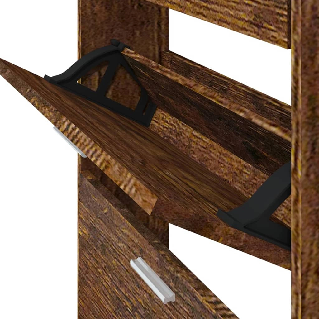 Scarpiera mobiletto portascarpe mobile per ingresso/corridoio/soggiorno 59 x 17 x 108 cm legno ingegnerizzato marrone 02_0021563
