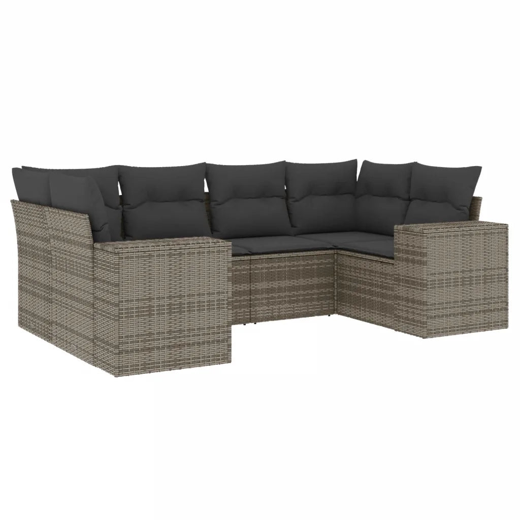 Set Divano da Giardino 6 pz con Cuscini Grigio in Polyrattan 3255317