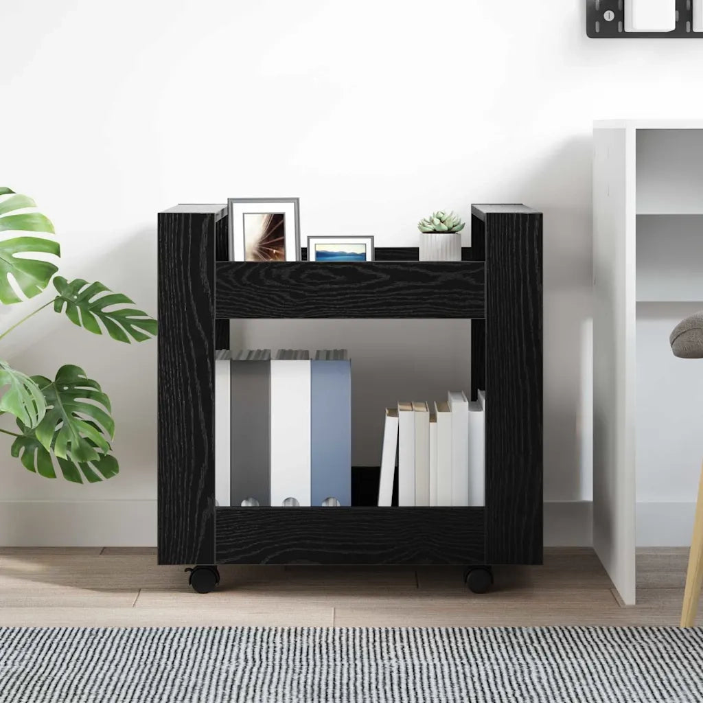 Carrello da Scrivania Rovere Nero 60 x 45 x 60 cm 881005