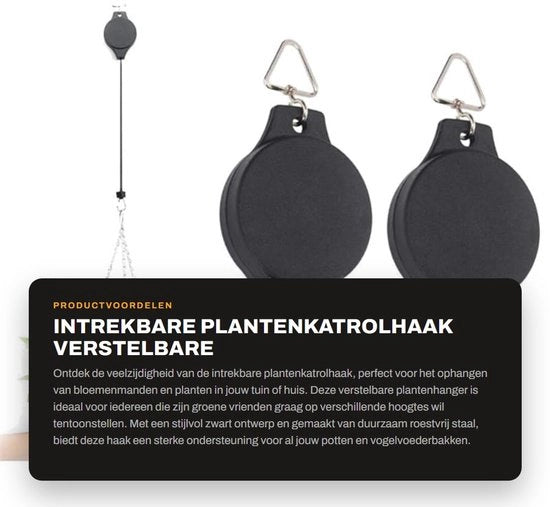 Hanger per Cestino in Acciaio Inox - Regolabile - Supporto per Cestino da Parete - Catena per Cestino - Hanger per Cestino da Appendere - Adatto per Cestini da Giardino