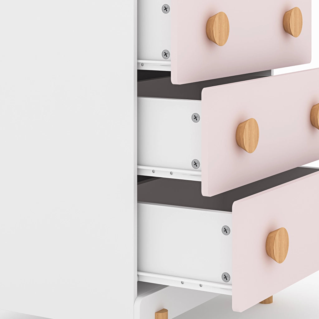 Cassettiera Vaarentaa per Cameretta con 3 Cassetti 66x55x41 cm - Bianco/Rosa [en.casa]