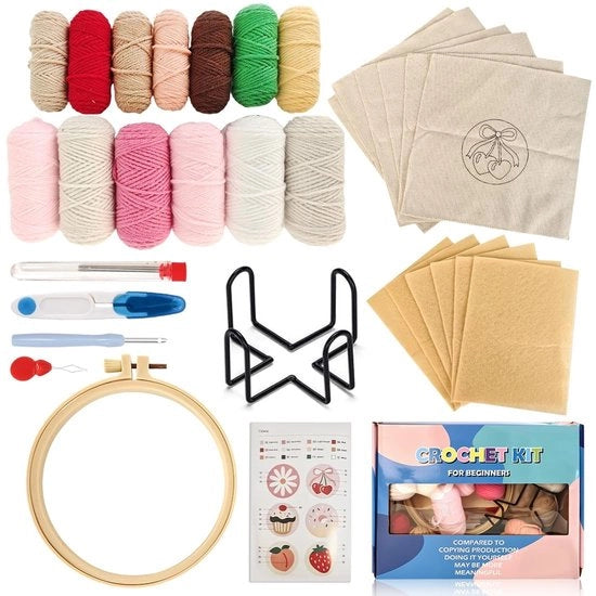 Kit di supporto 6 pezzi - Set di filato per iniziati - Aghi a punteruolo - Tecniche di cucito - Filo - Progetti creativi in scatola regalo