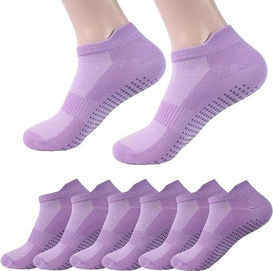 6 Paia di Calze per Yoga con Grip per Donne, Calze con Grip Antiscivolo per Pilates, Calze per Ospedale, Calze per Barre di Balletto per Danza - Blu