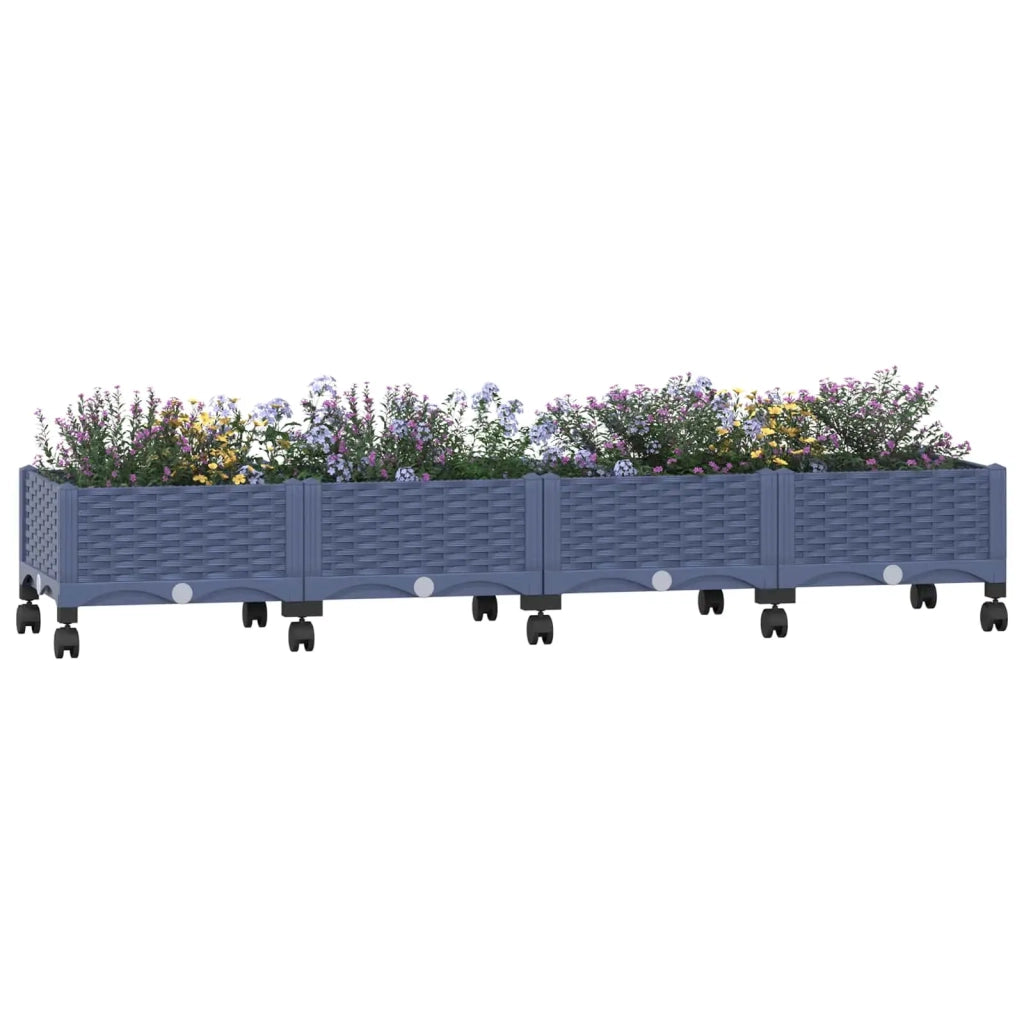 Vaso da Giardino con Ruote Blu Grigio 160 x 40 x 33 cm PP 3423130