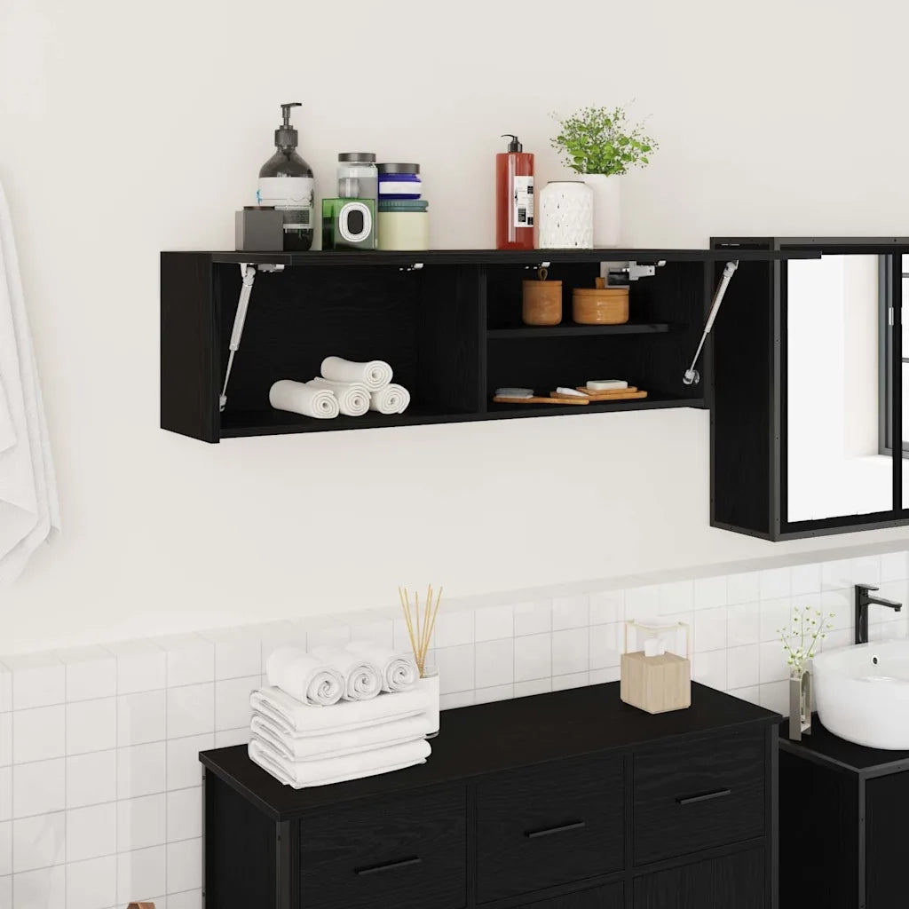 Mobile da Bagno | Armadio da bagno a Parete Nero 100x25x30 cm in Truciolato