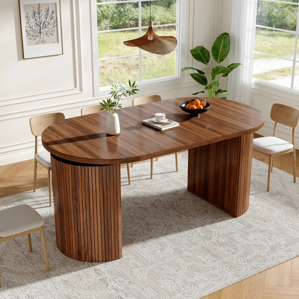 Tavolo da Pranzo Allungabile con Vano Contenitore ¨C MINIMAL ¨C MDF, Marrone Scuro, Salvaspazio
