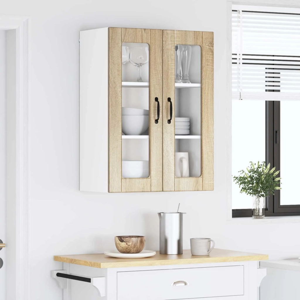 Pensile da cucina | Mobile in vetro da parete PORTO Rovere Sonoma 60 x 31 x 80 cm