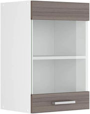 Mobile da cucina in vetro R-Line, Grigio nobile, 40 cm, per la libera combinazione all'interno di sistemi cucina modulari