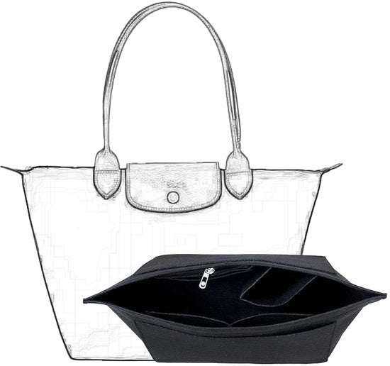 Organizzatore di borsa D.DUO, organizzatore di borsa a mano con più tasche per borsa (nero, medio)