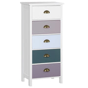 Mobile Cassettiera con 5 Cassetti Colorati Comò Alto e Salvaspazio in MDF Multicolore Blu