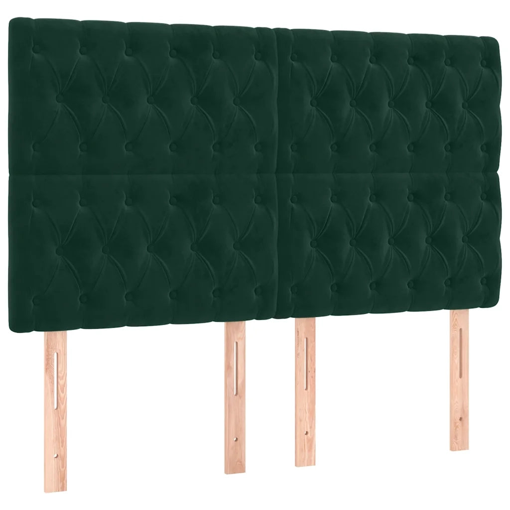 Letto a Molle con Materasso e LED Verde Scuro 160x200cm Velluto
