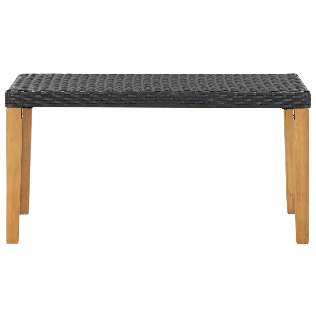 Panchina da Giardino-Panca da esterno 120 cm Nero Polyrattan e Massello d'Acacia
