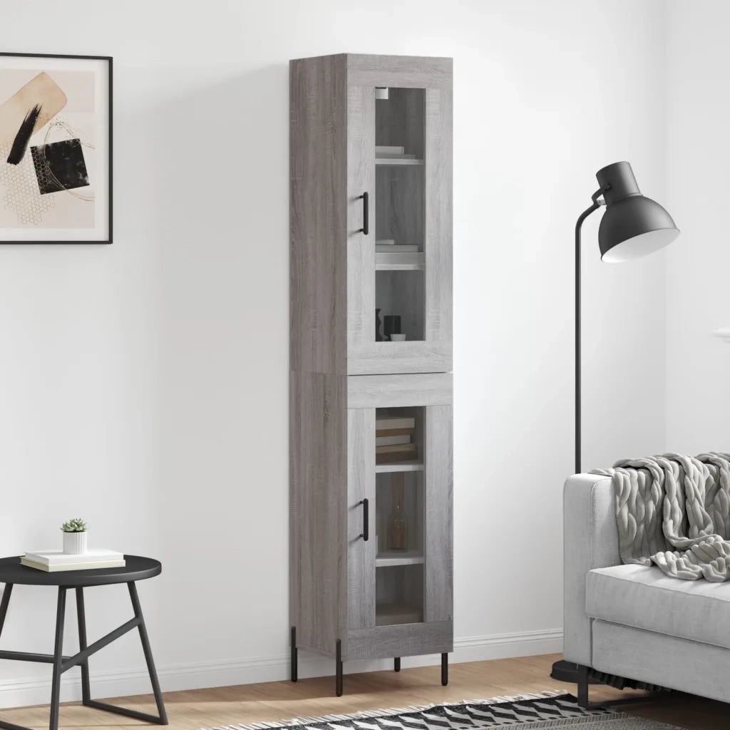 Credenza-Buffet-Armadio da cucina Grigio Sonoma 34,5x34x180 cm in Legno Multistrato 808746