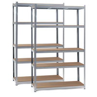Set 2x Scaffali zincati a incastro per carichi pesanti 120x50x200cm 5 ripiani 175kg/piano