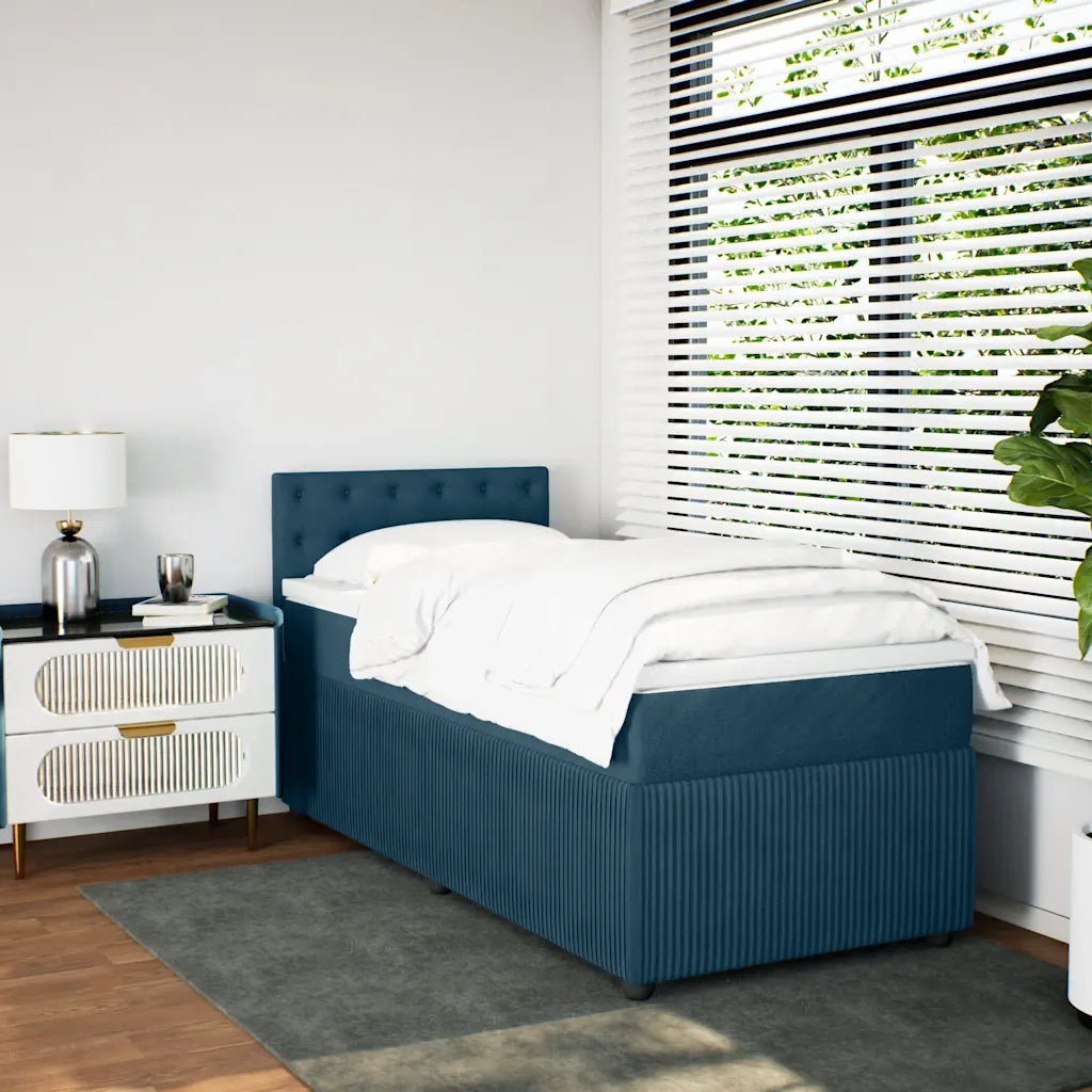 Giroletto a Molle con Materasso Blu 100x200 cm in Velluto