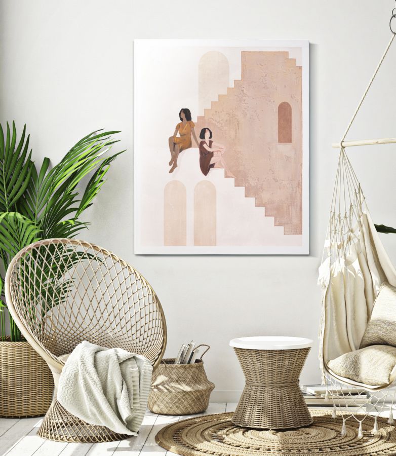 Dipinto su Tela Ladies 80x3,7x100 cm in Legno e Tessuto