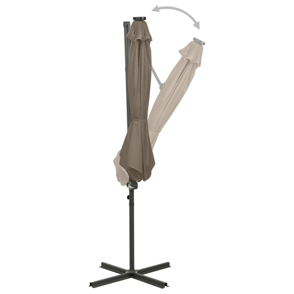 Ombrellone da giardino decentrato con palo e luci LED 300 cm tortora 02_0008535