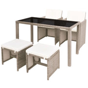 Set da Pranzo da Giardino 5 pz | Set Salotto da Giardino con Cuscini in Polyrattan Beige