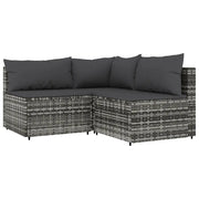 Set Divani da Giardino 3 pz | Set Salotto da Giardino con Cuscini in Polyrattan Grigio