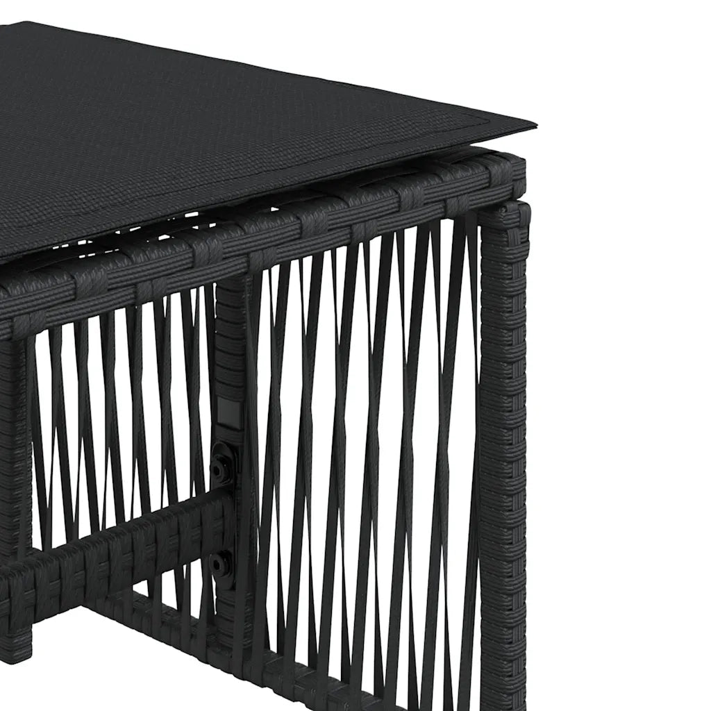 Sgabelli da Giardino con Cuscini 4pz Neri 41x41x36cm Polyrattan