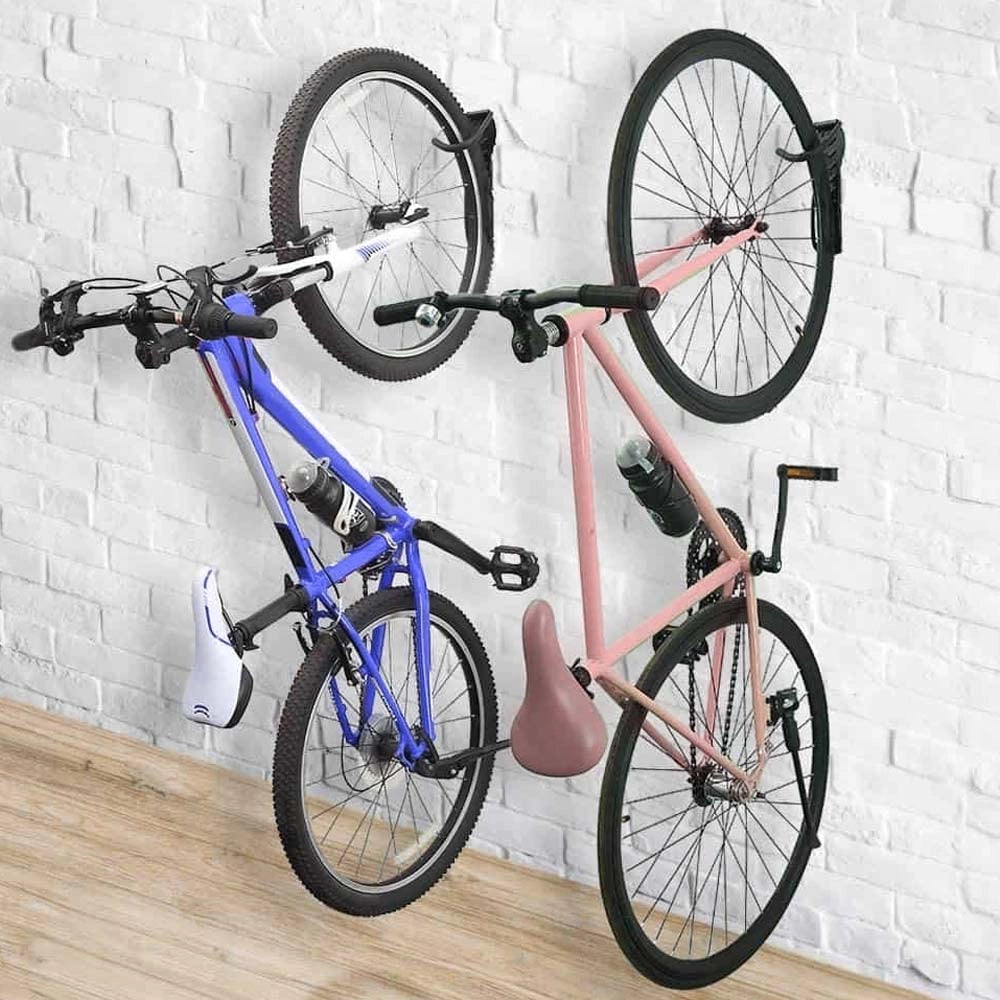 Kit 2 Staffe Porta Bicicletta Muro Pieghevole in Acciaio Gancio Supporto Bike