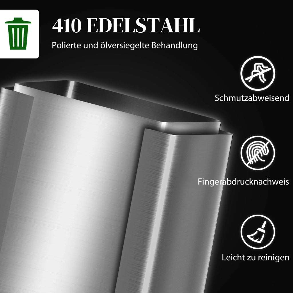 Bidone 2x30L ¨C zephmum ¨C Soft-Close, Acciaio Inox, Argento