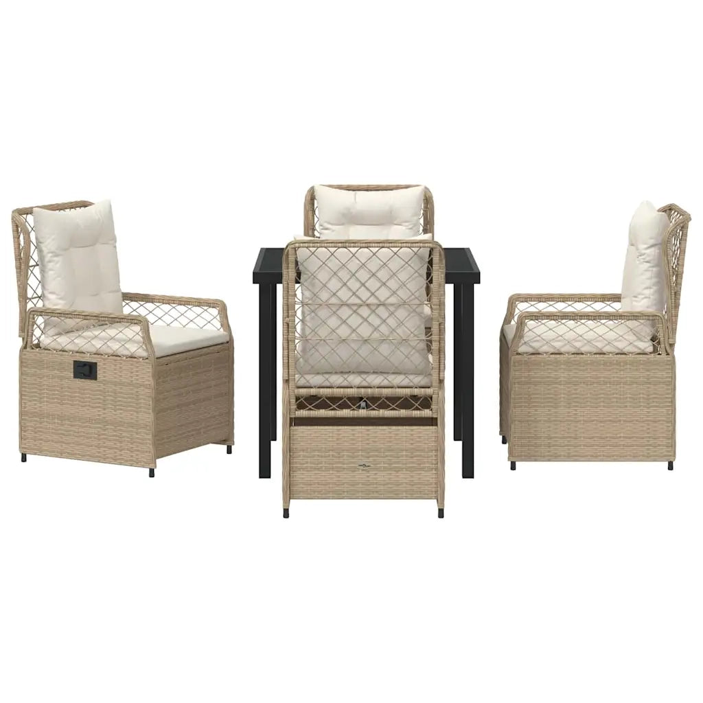 Set da Pranzo per Giardino 5 pcs Beige e Bianco Crema 3381010