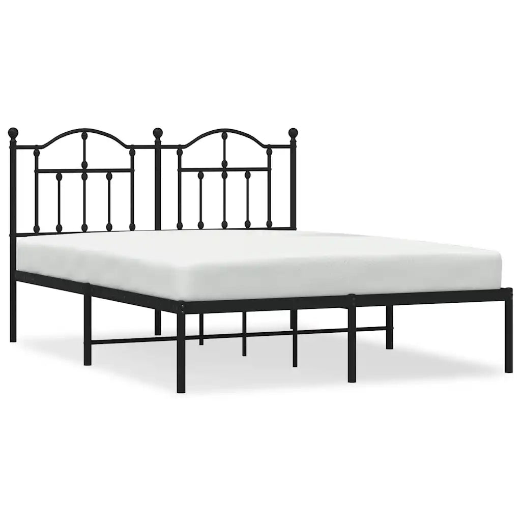 Giroletto con Testiera-Struttura Letto con testiera in Metallo Nero 140x190 cm 160976