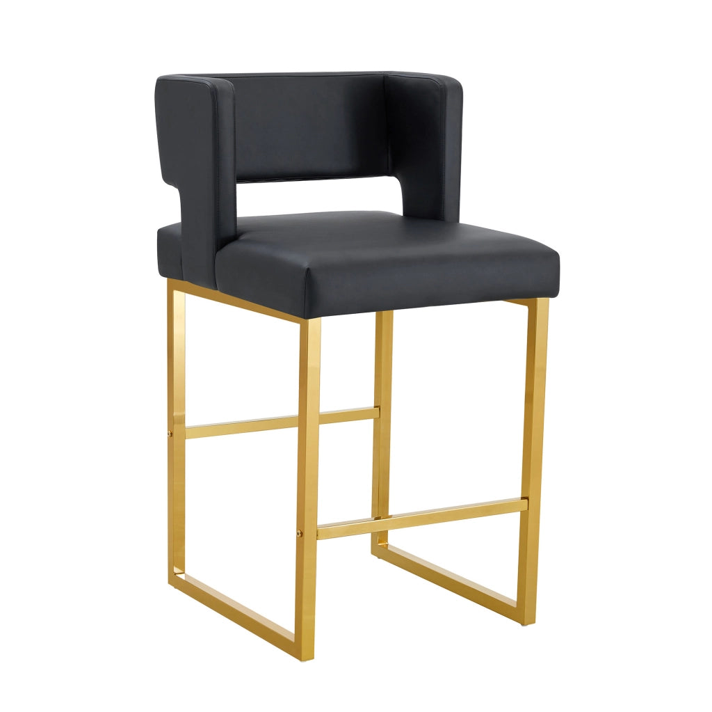 Sgabello da bar 91.4 cm con seduta imbottita; struttura stabile in metallo e PU nero e oro
