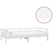 Divano letto | Sof¨¤ letto | Letto singolo con Materasso 90x200 cm Bianco in Legno di Pino