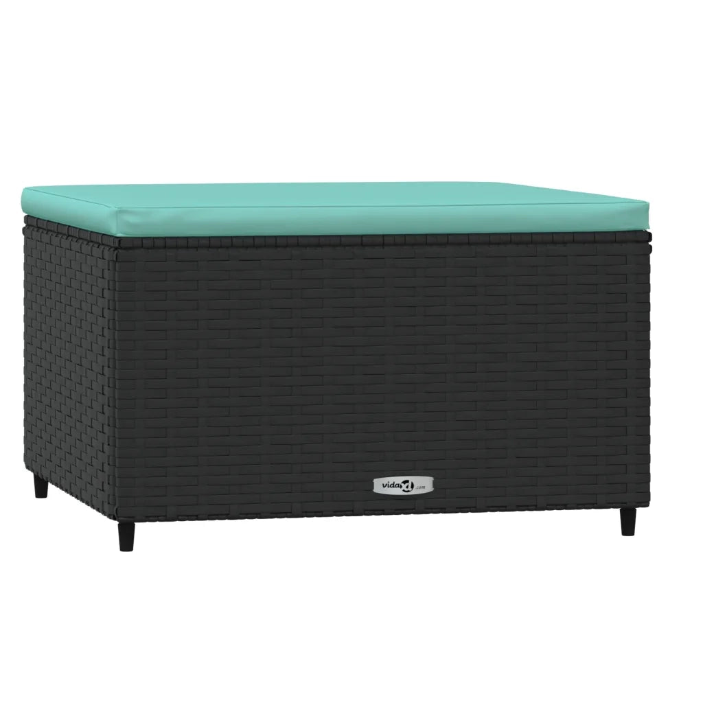 Poggiapiedi da Giardino con Cuscini in Polyrattan Nero CFW6118003