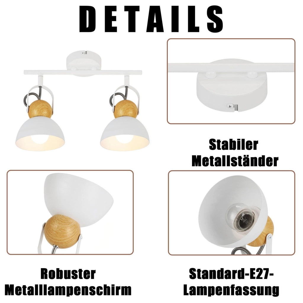 ZMH Faretto da soffitto a 2 luci orientabile a 350° Vintage Plafoniera Soggiorno