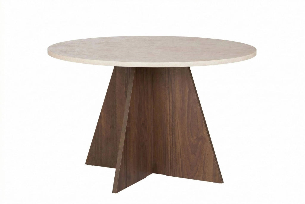 Tavolo da pranzo in legno "Virella" - 120 x 120 x 75 cm - Travertino