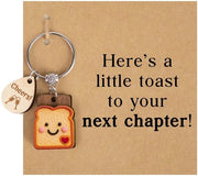 Sleutelhanger con forma di toast, per donne, con decorazioni schattig, per tasca, auto o porta chiavi, con anello per chiavi, ricordo, collega, regalo di addio, amica, Sleutelhanger Kawaii, accessori per zaino, regalo di buona fortuna per donne
