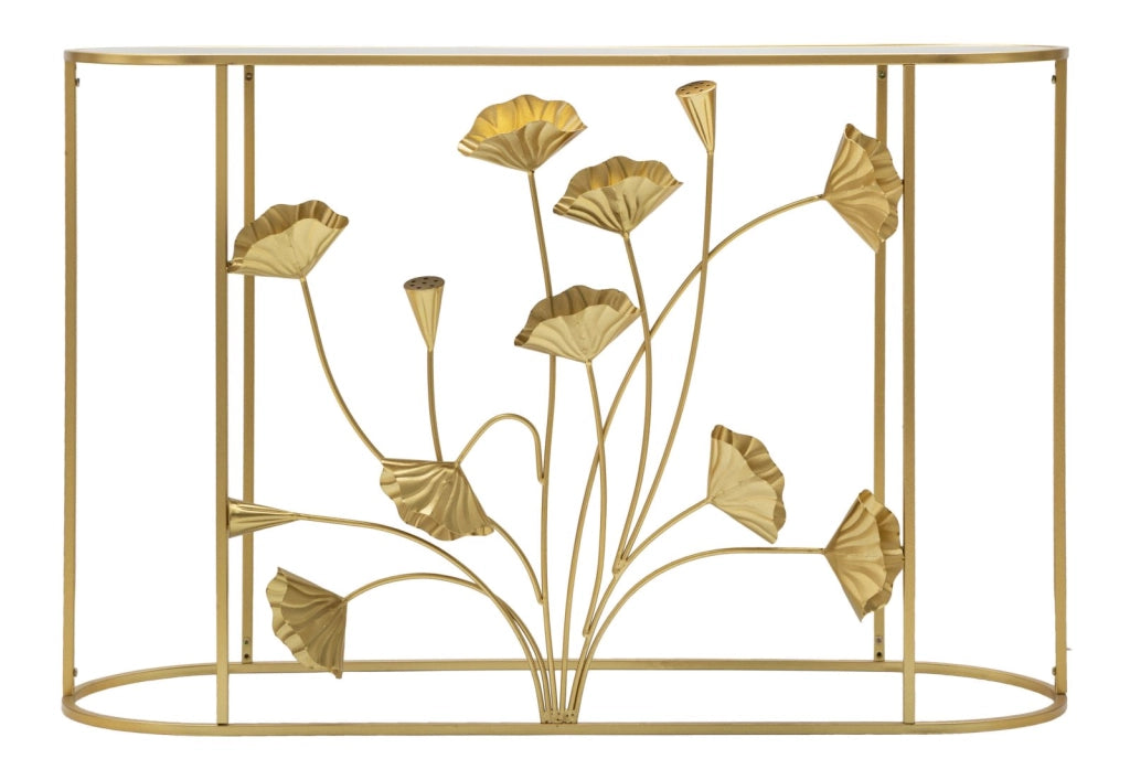 Console Fissa Flow 120x80x40 cm in Ferro e MDF Oro