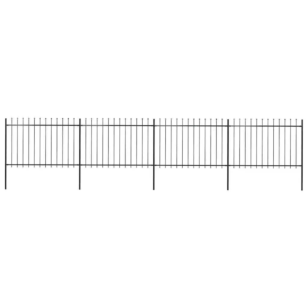Recinzione da Giardino con Punta a Lancia in Acciaio 671x120 cm Nero 277623