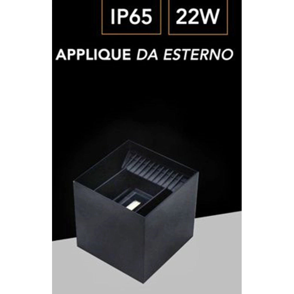 Trade Shop - Lampada Applique Led Muro 22w Doppia Emissione Cct 3in1 Luce Selezionabile Esterno Es66-3c - Nero