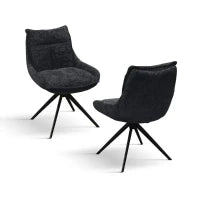 PAZZO DESIGN Sedia Biagio Nero set da 2 sedie con rivestimento in tessuto e gambe in metallo