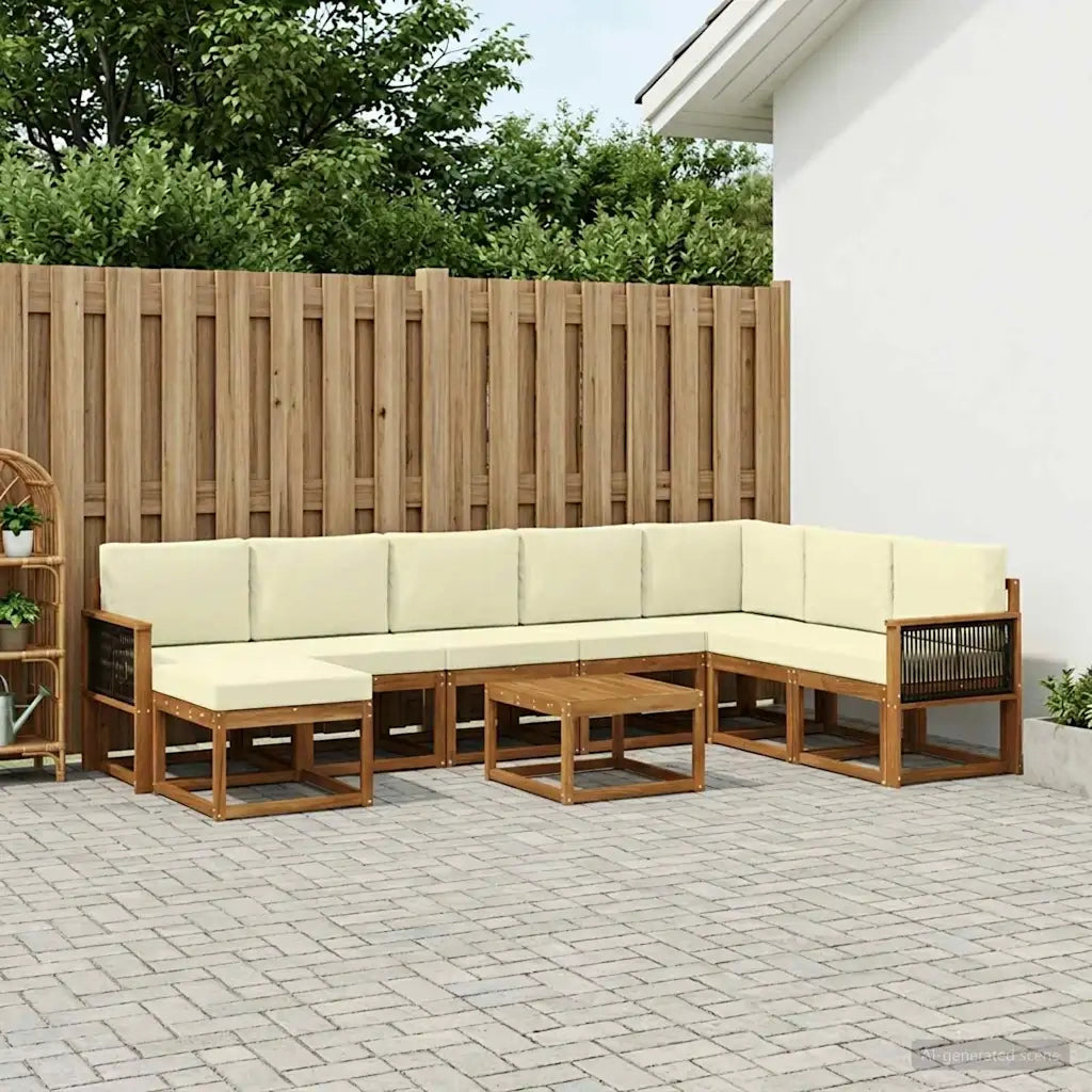 Set di divani da esterno con cuscino 9 pcs Naturale e Crema