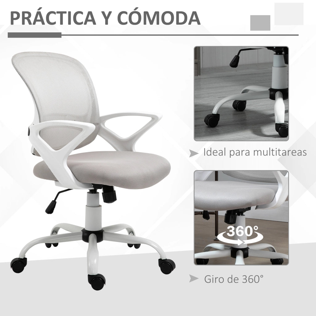 Sedia da ufficio con rete ¨C zephmum ¨C grigio 61x61x89-99 cm